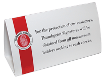 Thumbprint Signature Teller Window Display